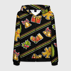 Толстовка 3D на молнии мужская Рождественский дух, цвет: 3D-черный