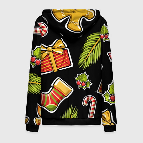 Мужская толстовка на молнии Рождественский вайб / 3D-Черный – фото 2