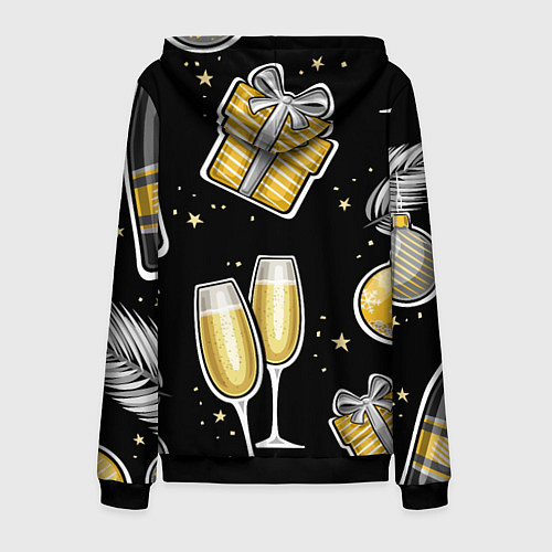 Мужская толстовка на молнии Новогодний вайб / 3D-Черный – фото 2