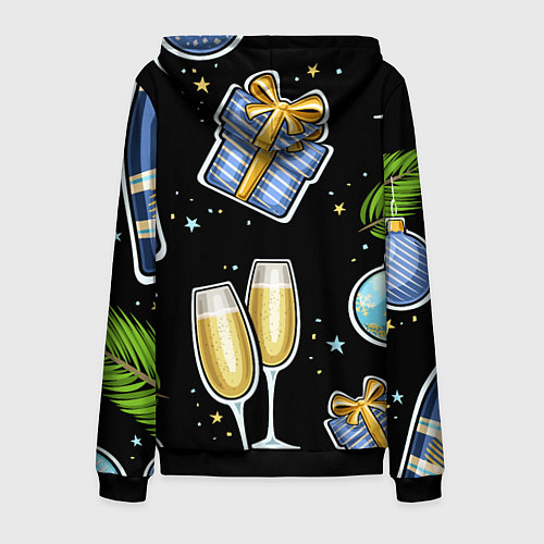 Мужская толстовка на молнии Новогодний вайб / 3D-Черный – фото 2