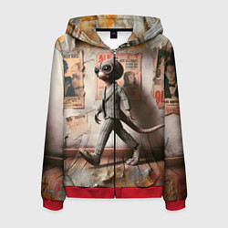 Толстовка 3D на молнии мужская Пришелец в костюме в полосочку, цвет: 3D-красный