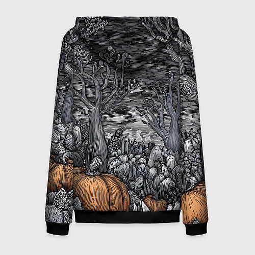 Мужская толстовка на молнии Осенние шалости духов / 3D-Черный – фото 2