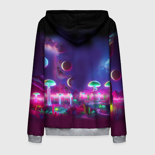 Мужская толстовка на молнии Космонавт Шрук в неоновом скафандре на загадочной / 3D-Меланж – фото 2