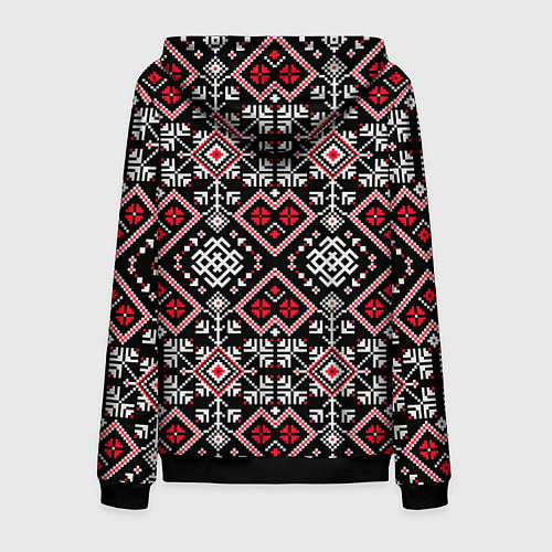 Мужская толстовка на молнии Славянский орнамент обережный / 3D-Черный – фото 2
