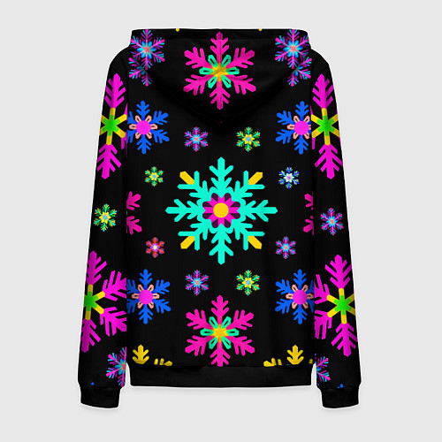 Мужская толстовка на молнии Снежинки ретро / 3D-Черный – фото 2
