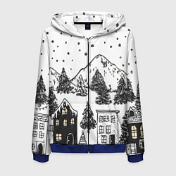 Мужская толстовка на молнии Заснеженный черно-белый город