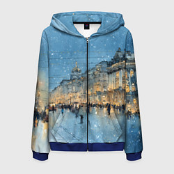 Мужская толстовка на молнии Снежный вечер Санкт-Петербурга