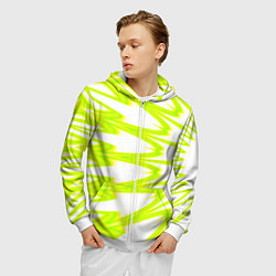 Толстовка 3D на молнии мужская Color neon green, цвет: 3D-белый — фото 2