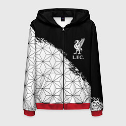 Толстовка 3D на молнии мужская Liverpool краски текстура геометрия, цвет: 3D-красный