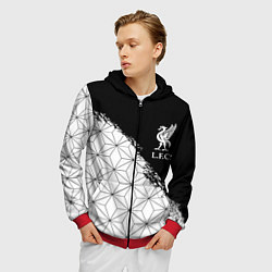Толстовка 3D на молнии мужская Liverpool краски текстура геометрия, цвет: 3D-красный — фото 2