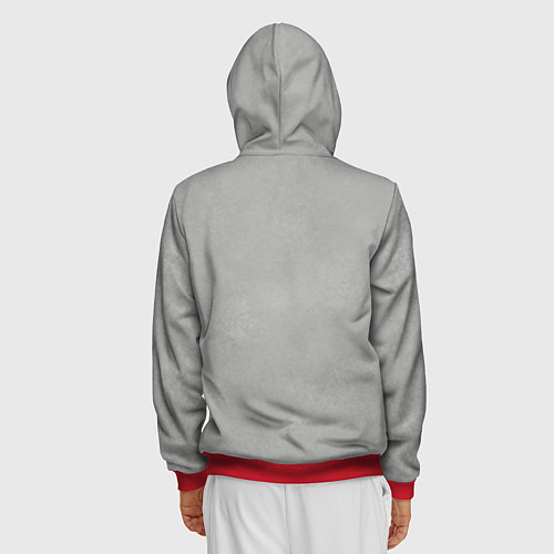 Мужская толстовка на молнии Белый котик / 3D-Красный – фото 4