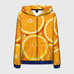 Толстовка 3D на молнии мужская Апельсин, цвет: 3D-синий