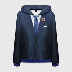 Толстовка 3D на молнии мужская Жених, цвет: 3D-синий