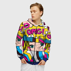 Толстовка 3D на молнии мужская POP ART, цвет: 3D-синий — фото 2