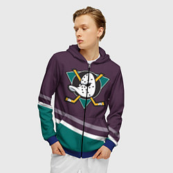 Толстовка 3D на молнии мужская Anaheim Ducks Selanne, цвет: 3D-синий — фото 2