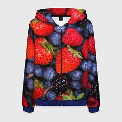 Толстовка 3D на молнии мужская Berries, цвет: 3D-синий