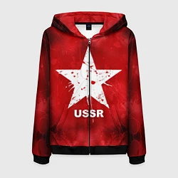 Толстовка 3D на молнии мужская USSR Star, цвет: 3D-черный