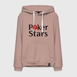Толстовка-худи хлопковая мужская Poker Stars, цвет: пыльно-розовый