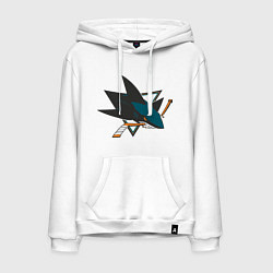 Толстовка-худи хлопковая мужская San Jose Sharks, цвет: белый