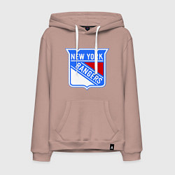 Толстовка-худи хлопковая мужская New York Rangers, цвет: пыльно-розовый