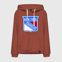 Толстовка-худи хлопковая мужская New York Rangers, цвет: кирпичный