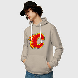 Толстовка-худи хлопковая мужская Calgary Flames, цвет: миндальный — фото 2