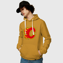 Толстовка-худи хлопковая мужская Calgary Flames, цвет: горчичный — фото 2