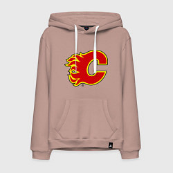 Толстовка-худи хлопковая мужская Calgary Flames, цвет: пыльно-розовый