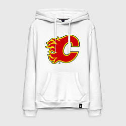 Толстовка-худи хлопковая мужская Calgary Flames, цвет: белый