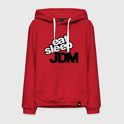 Толстовка-худи хлопковая мужская Eat sleep jdm, цвет: красный