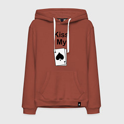 Толстовка-худи хлопковая мужская Kiss my card, цвет: кирпичный