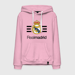 Толстовка-худи хлопковая мужская Real Madrid Lines, цвет: светло-розовый