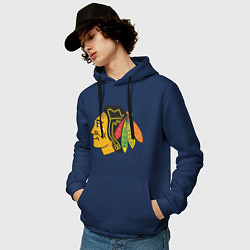 Толстовка-худи хлопковая мужская Chicago Blackhawks: Kane, цвет: тёмно-синий — фото 2