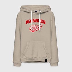 Толстовка-худи хлопковая мужская Detroit Red Wings, цвет: миндальный