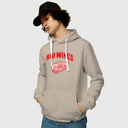 Толстовка-худи хлопковая мужская Detroit Red Wings, цвет: миндальный — фото 2