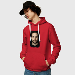 Толстовка-худи хлопковая мужская Steve Angello: Retro style, цвет: красный — фото 2