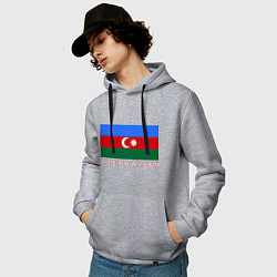 Толстовка-худи хлопковая мужская Азербайджан, цвет: меланж — фото 2