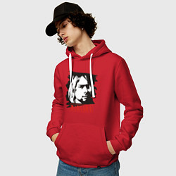 Толстовка-худи хлопковая мужская Nirvana: Kurt Cobain, цвет: красный — фото 2