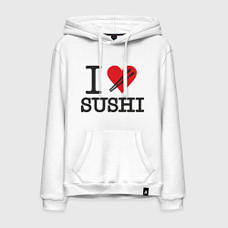 Толстовка-худи хлопковая мужская I love sushi, цвет: белый