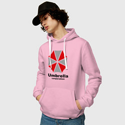 Толстовка-худи хлопковая мужская Umbrella corporation, цвет: светло-розовый — фото 2
