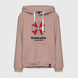 Толстовка-худи хлопковая мужская Umbrella corporation, цвет: пыльно-розовый
