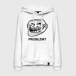 Толстовка-худи хлопковая мужская Trollface. Problem? Проблемы?, цвет: белый