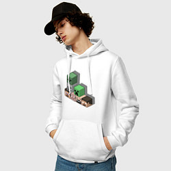 Толстовка-худи хлопковая мужская Minecraft Cube's, цвет: белый — фото 2
