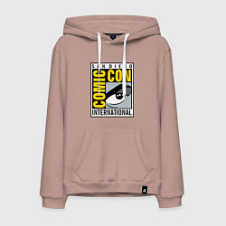 Толстовка-худи хлопковая мужская Comic con San Diego, цвет: пыльно-розовый