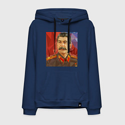 Толстовка-худи хлопковая мужская Сталин: полигоны, цвет: тёмно-синий
