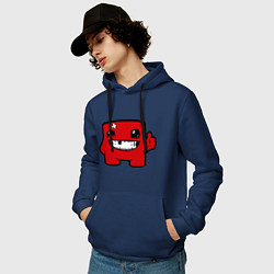 Толстовка-худи хлопковая мужская Super Meat Boy, цвет: тёмно-синий — фото 2