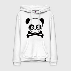 Толстовка-худи хлопковая мужская Skull panda, цвет: белый