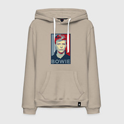 Толстовка-худи хлопковая мужская Bowie Poster, цвет: миндальный