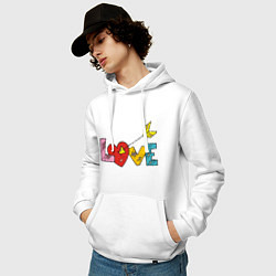 Толстовка-худи хлопковая мужская Cartoon Love, цвет: белый — фото 2