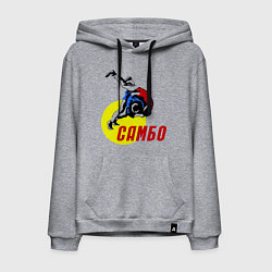 Толстовка-худи хлопковая мужская Спортивное самбо, цвет: меланж